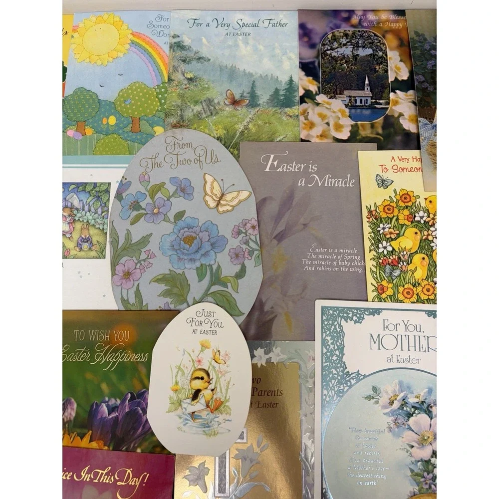 Vintage Easter Greeting Cards Fronts ONLY Scrapbooking Crafts Lot of 50+ Bunnies